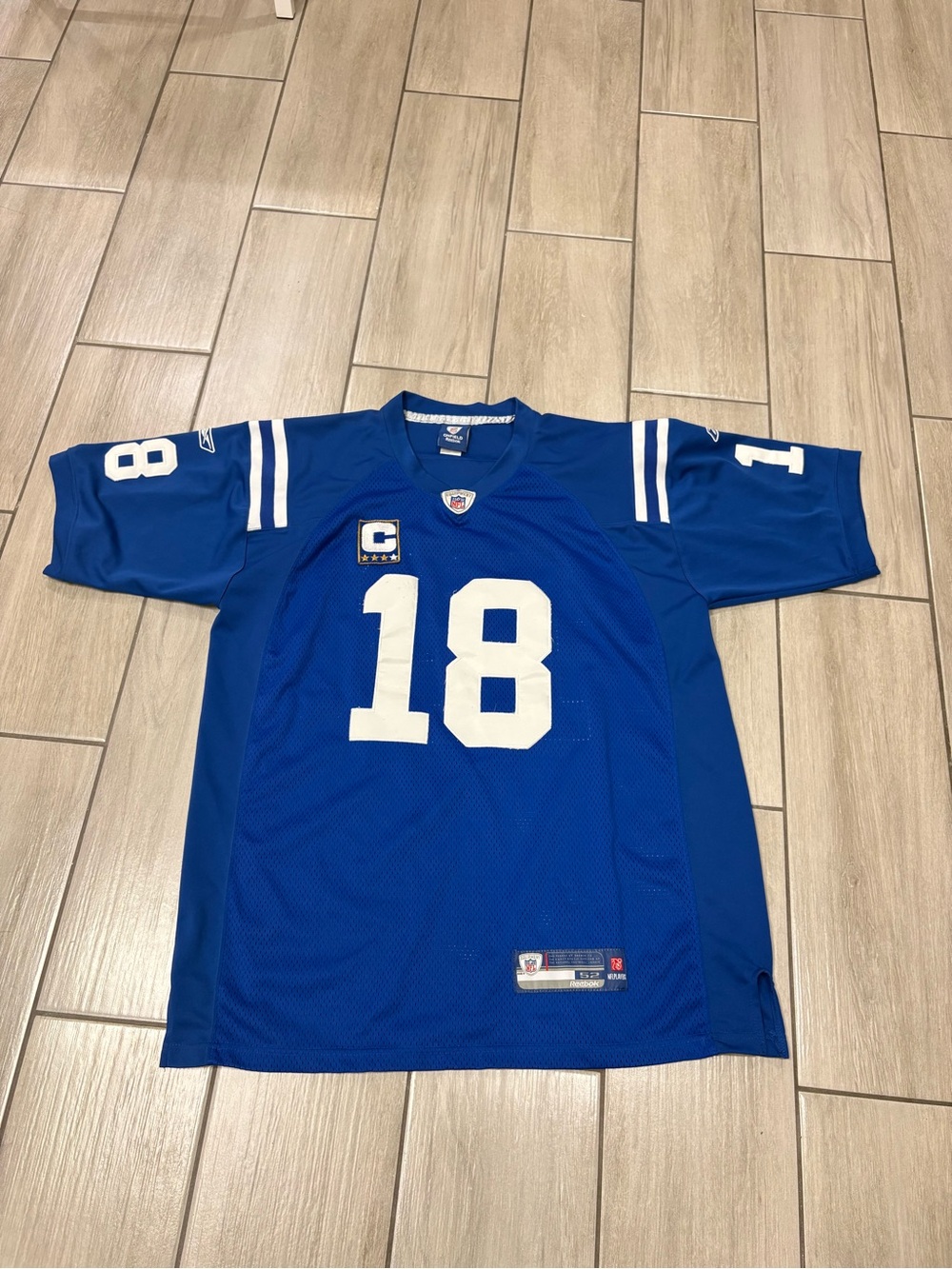 Mens Reebok Peyton Manning Indianapolis Colts #18 Jersey Captain Patch 2XL Blue